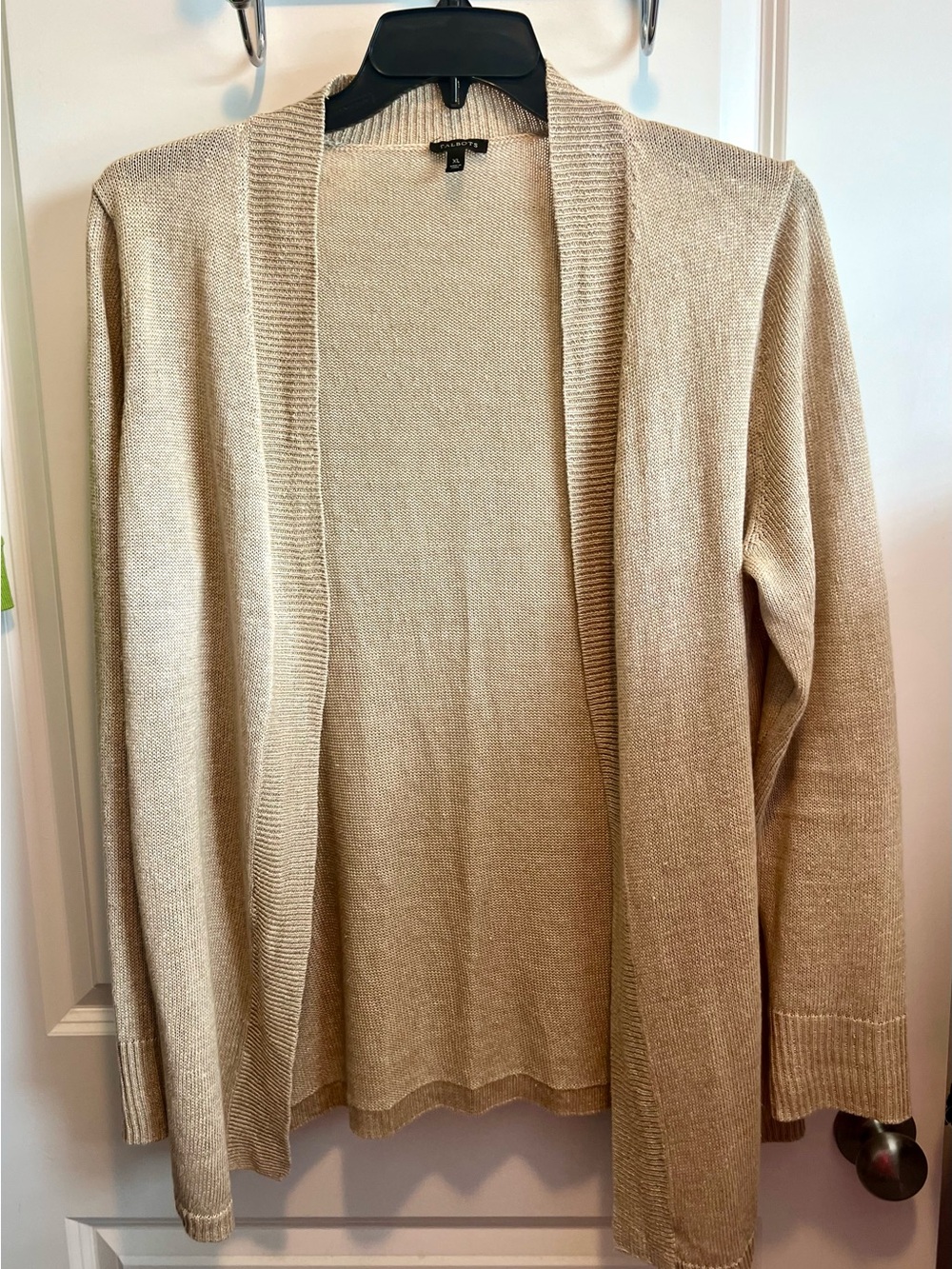 Talbots 100% Linen Knit Cardigan Size XL Tan Color